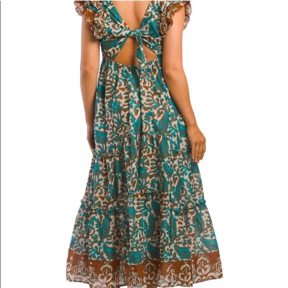 turquoise and brown maxi dress Floriston Dress main image 1